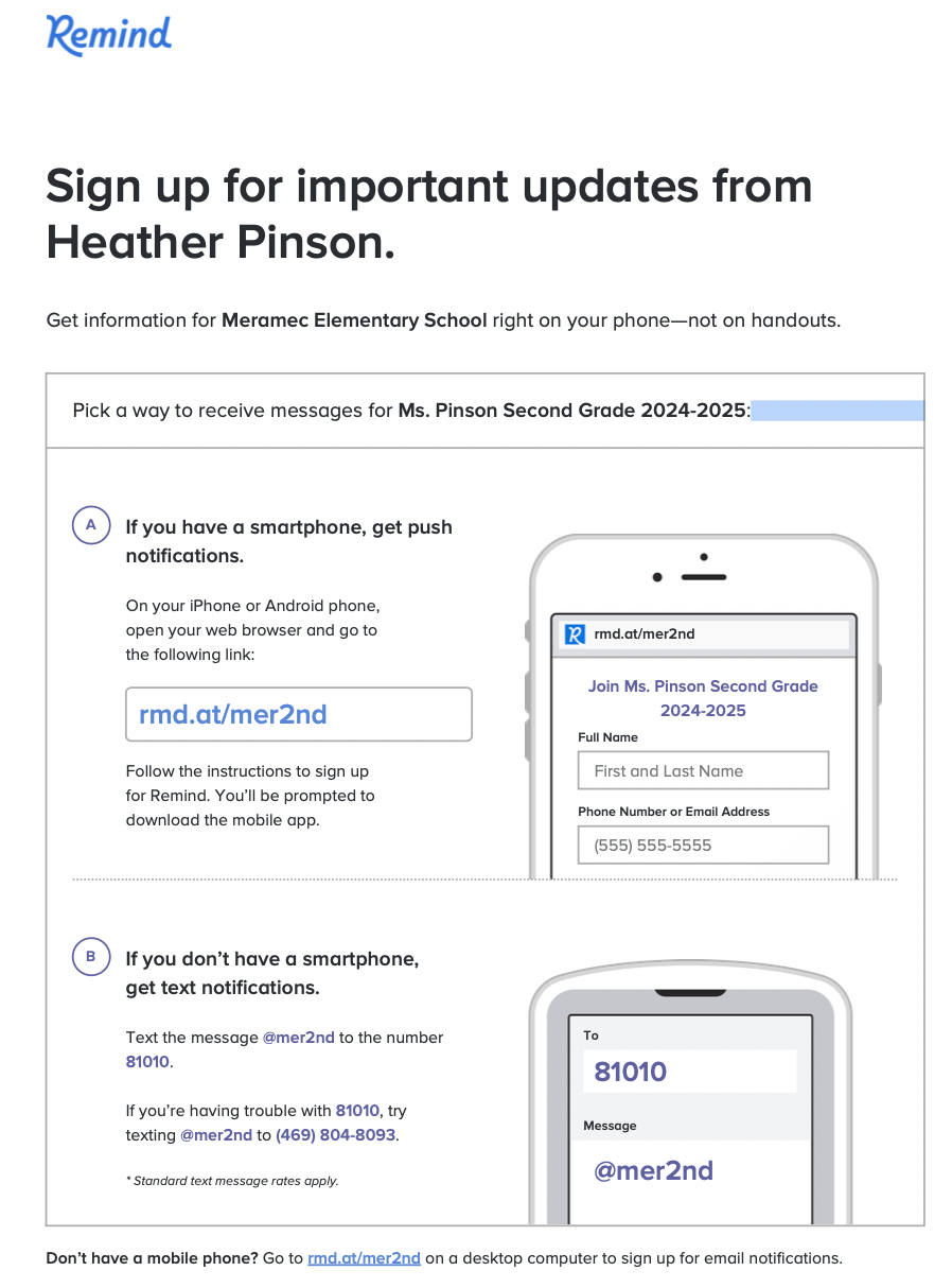 Remind Sign Up